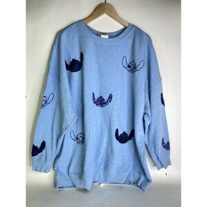 Disney Store Lilo & Stitch Blue Icon Pullover Sweatshirt Womens Plus Size 2X